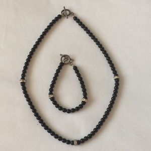 Donated. Black Bead Necklace & Bracelet